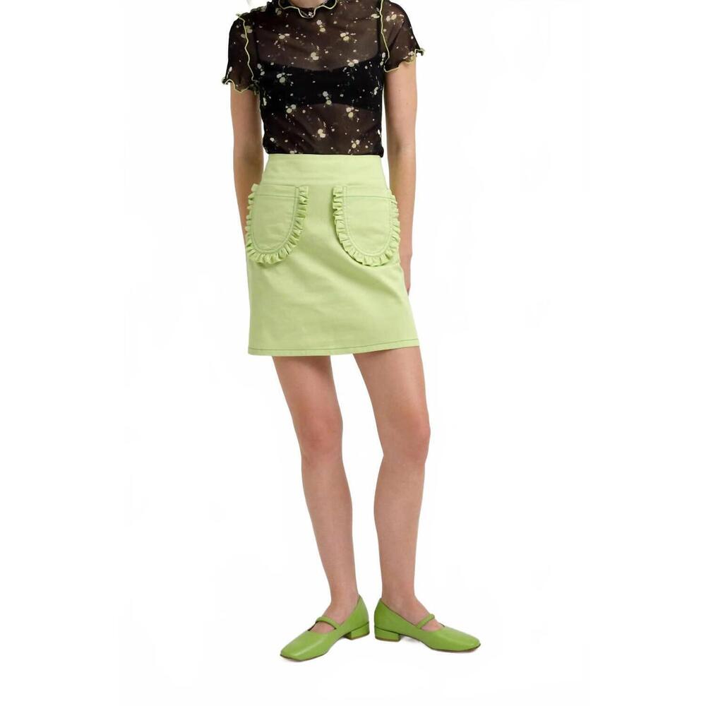 NEW ELIZA FAULKNER tate mini skirt in green twill